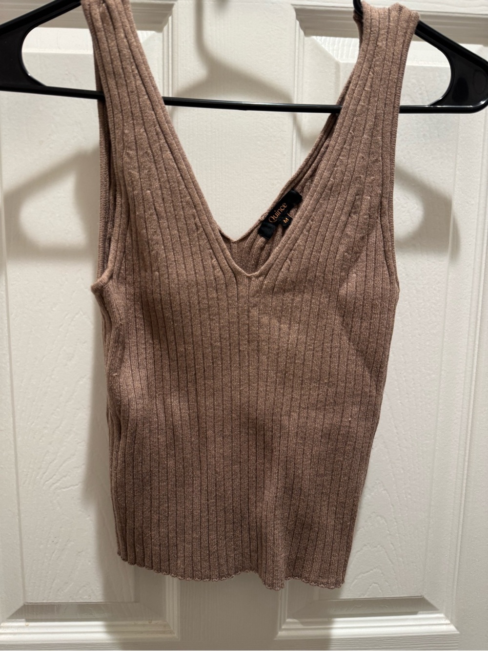 Quince eco-knit cropped sweater Tank Top in Warm Taupe size M